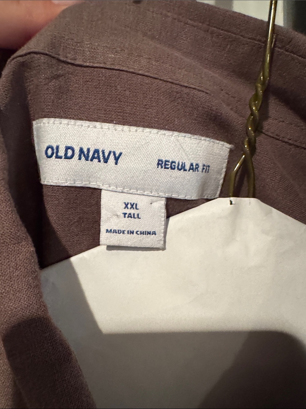 Old Navy Men's Taupe Brown Button-Down Long Sleeve Shirt - Picture 2 of 3